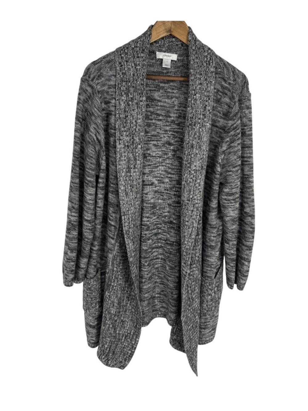 CJ Banks Women's Open Front Gray Cardigan Sweater Size 1X